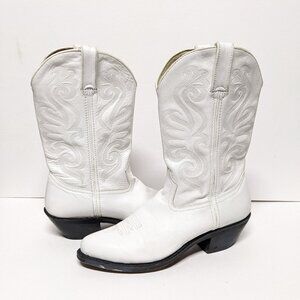Durango Western Cowboy Boot Womens 10 White Mid Calf Stitched Pointed Toe